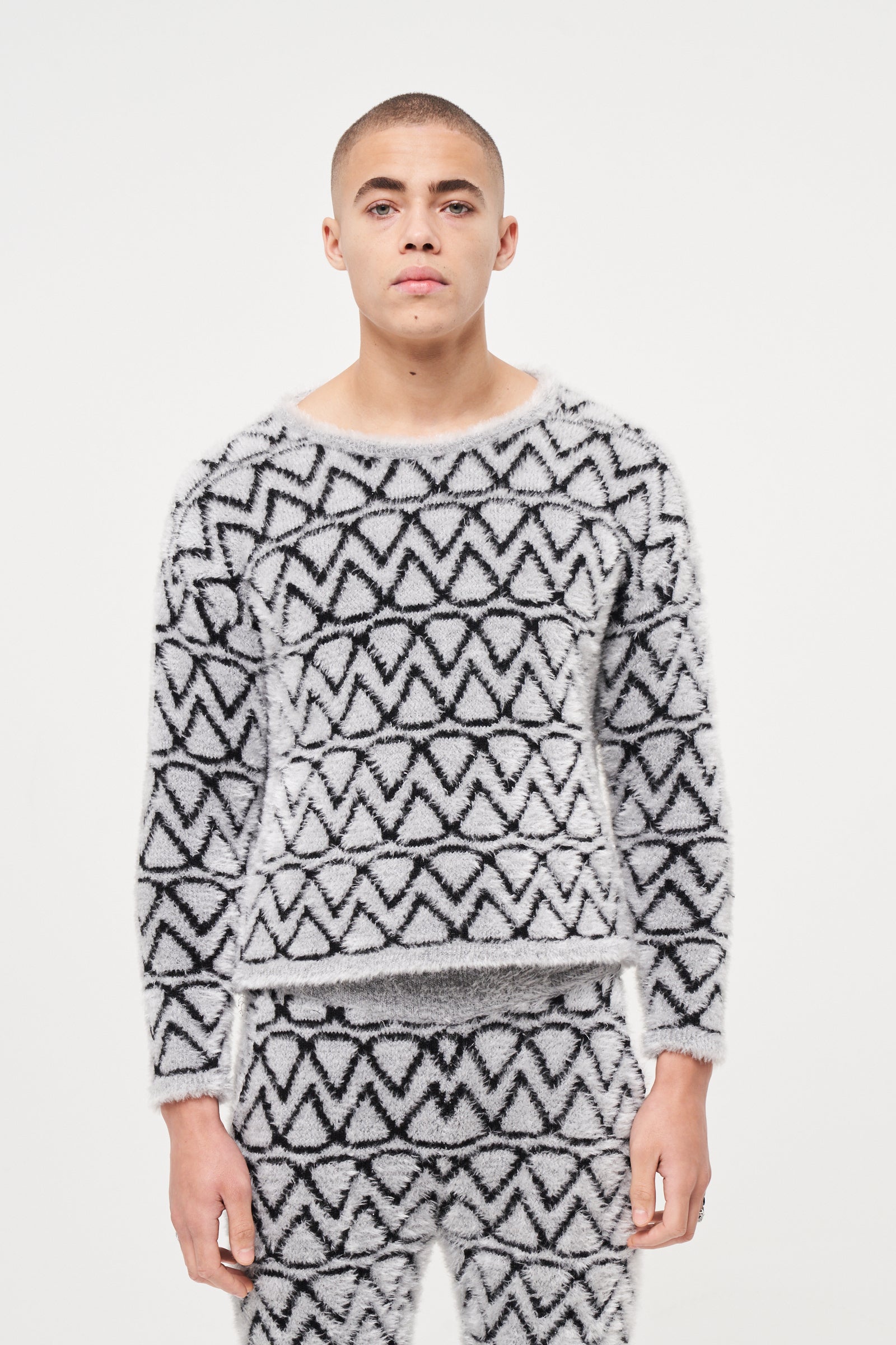 Black Mohair Logo Knit Sweatshirt - Basliq