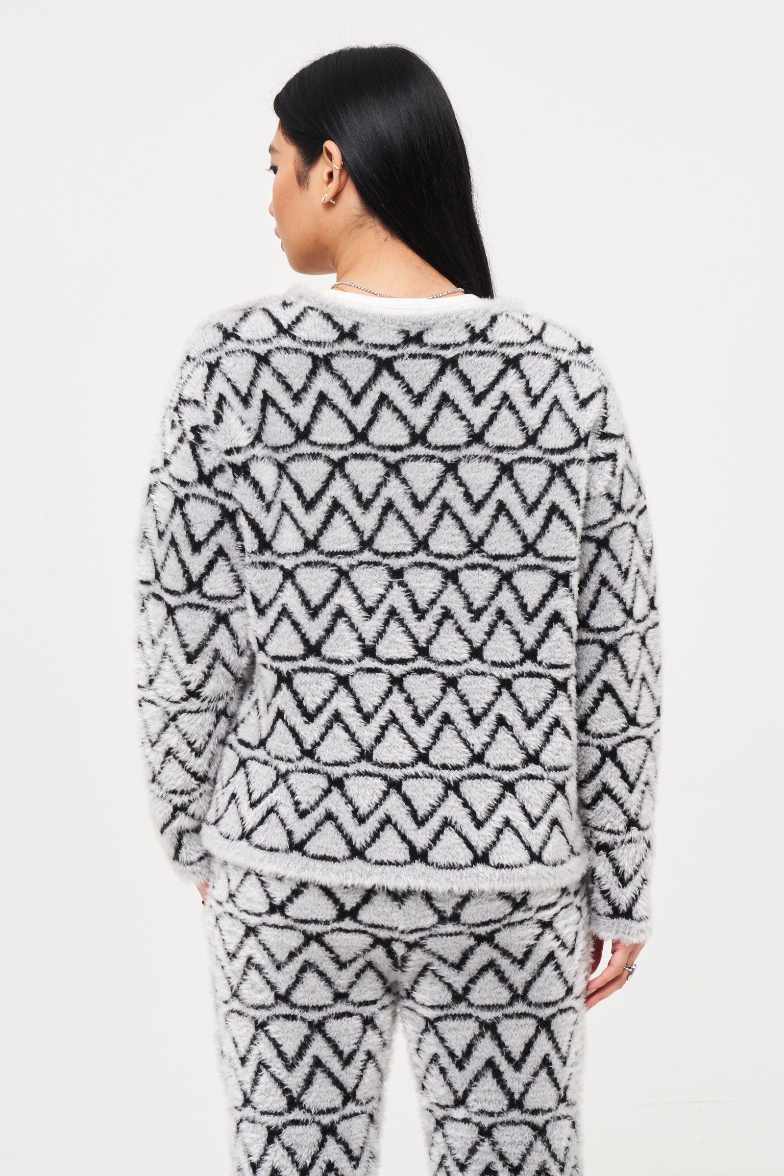 Black Mohair Logo Knit Sweatshirt - Basliq