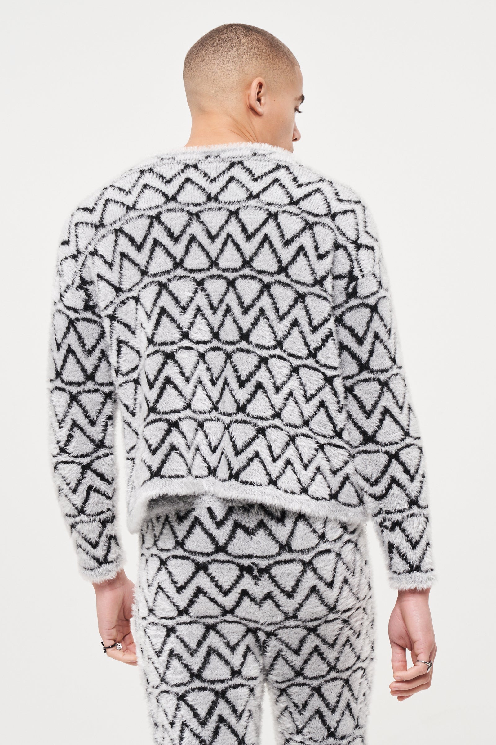 Black Mohair Logo Knit Sweatshirt - Basliq