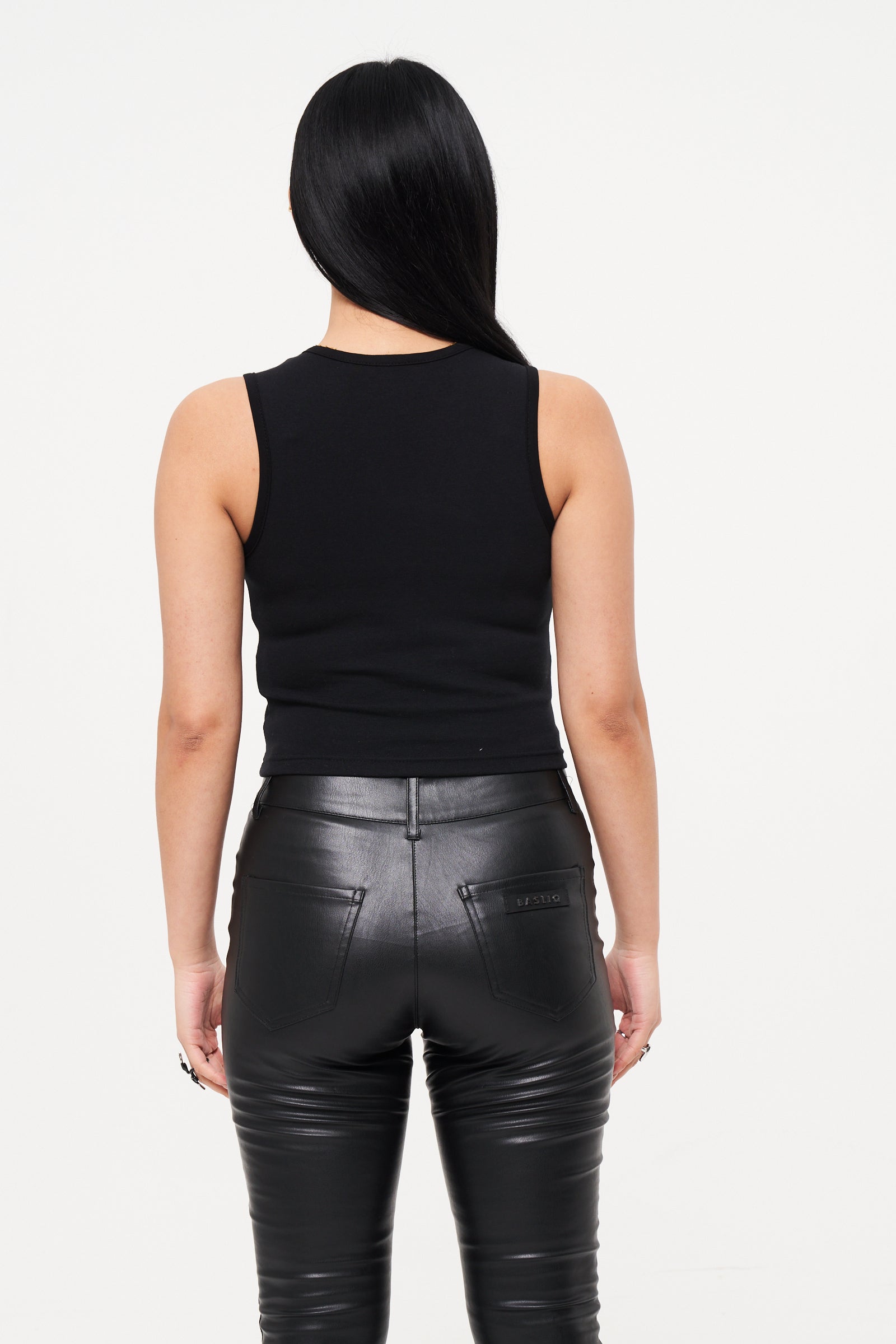 Black Ribbed Vest - Basliq